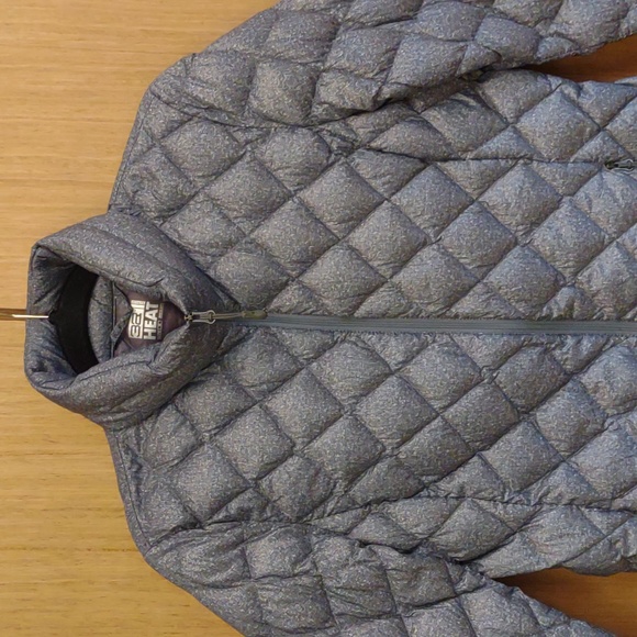 32 Degrees Heat SZ M Gray Full Zip Quilted Puffer Jacket - Picture 3 of 9